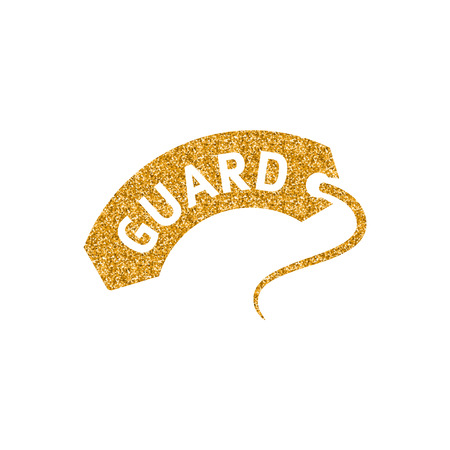 Rescue tube icon in gold glitter texture. Sparkle luxury style vector illustration.のイラスト素材