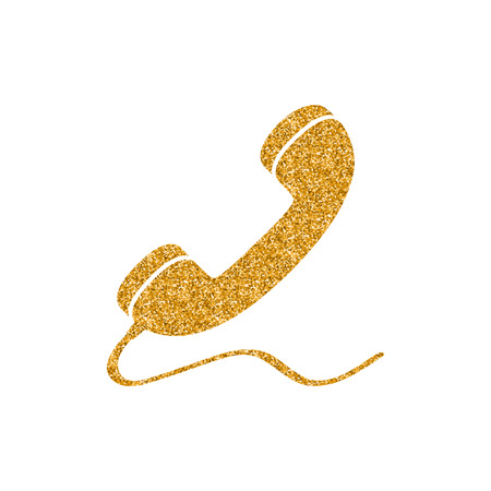 Wireless phone icon in gold glitter texture. Sparkle luxury style vector illustration.のイラスト素材