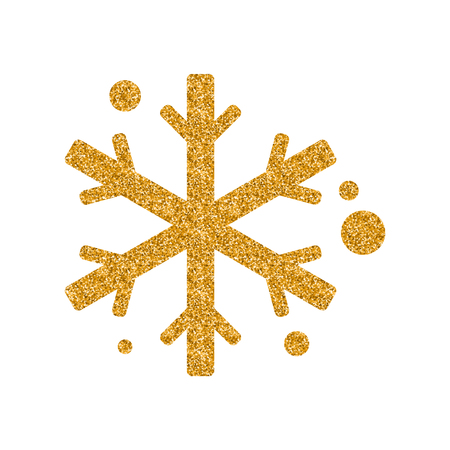 Snowflakes icon in gold glitter texture. Sparkle luxury style vector illustration.のイラスト素材