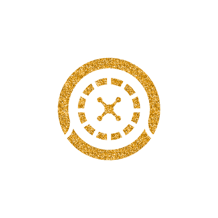 Roulette table icon in gold glitter texture. Sparkle luxury style vector illustration.のイラスト素材