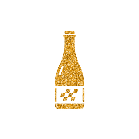 Champagne icon in gold glitter texture. Sparkle luxury style vector illustration.のイラスト素材