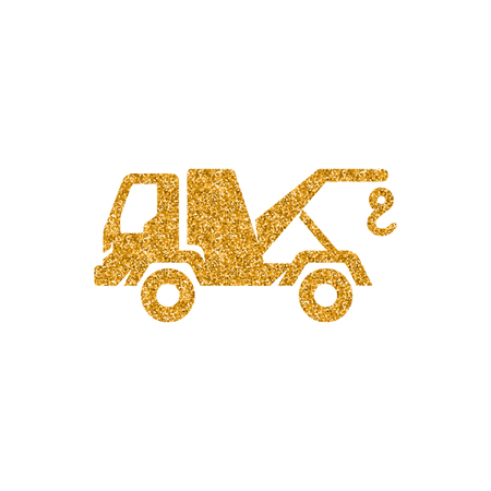 Tow icon in gold glitter texture. Sparkle luxury style vector illustration.のイラスト素材