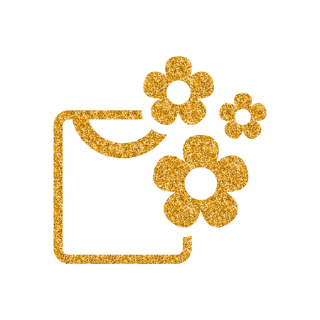 Folded shirt icon in gold glitter texture. Sparkle luxury style vector illustration.のイラスト素材