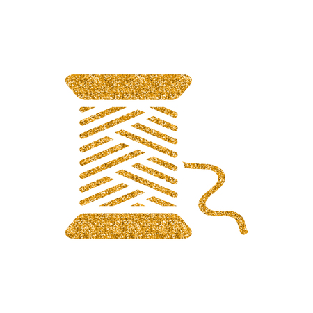 Yarn icon in gold glitter texture. Sparkle luxury style vector illustration.のイラスト素材