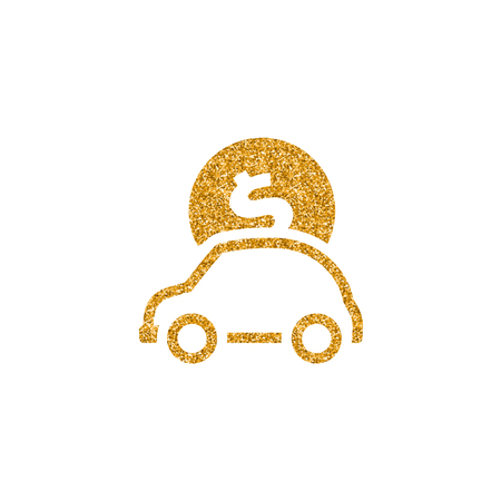 Car piggy bank icon in gold glitter texture. Sparkle luxury style vector illustration.のイラスト素材