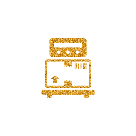 Logistic scale icon in gold glitter texture. Sparkle luxury style vector illustration.のイラスト素材