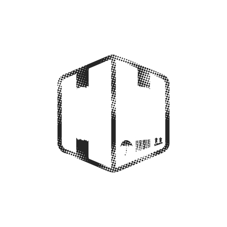 Logistic box icon in halftone style. Black and white monochrome vector illustration.のイラスト素材