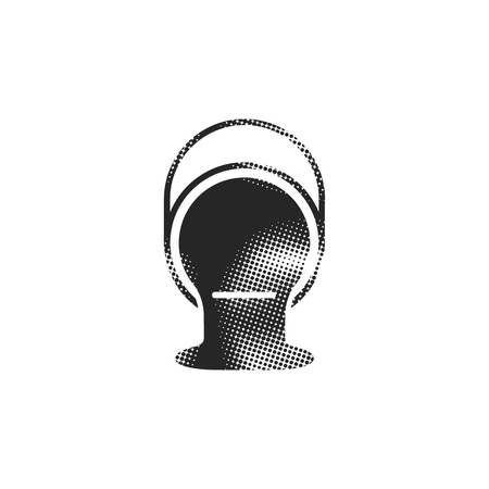 Painting can icon in halftone style. Black and white monochrome vector illustration.のイラスト素材