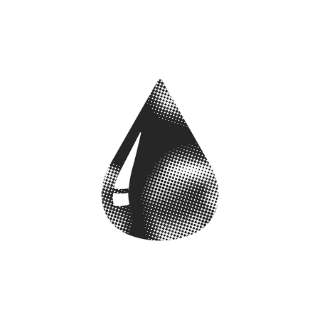 Blood drop icon in halftone style. Black and white monochrome vector illustration.のイラスト素材