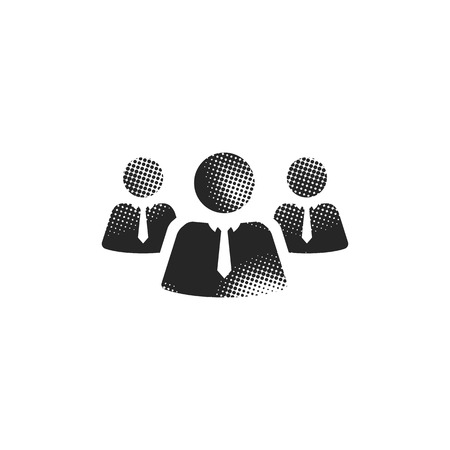 Teamwork icon in halftone style. Black and white monochrome vector illustration.のイラスト素材