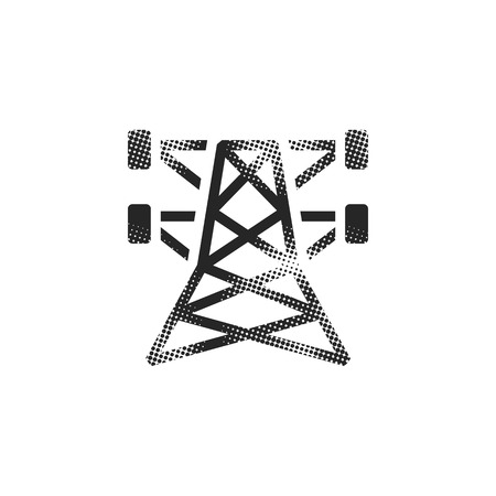 Pylon icon in halftone style. Black and white monochrome vector illustration.のイラスト素材