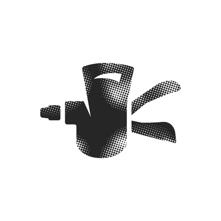 Bicycle shifter icon in halftone style. Black and white monochrome vector illustration.のイラスト素材