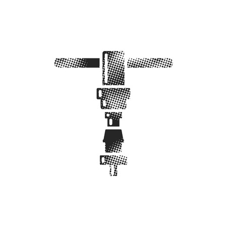Bicycle repair tool icon in halftone style. Black and white monochrome vector illustration.のイラスト素材