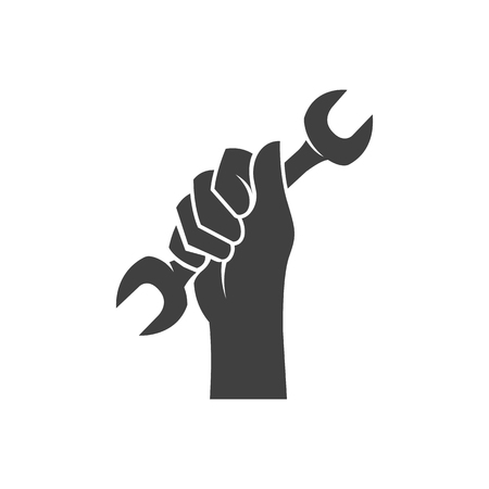 Hand tool icons in black and white. Automotive vehicle maintenance service. Vector illustrations.のイラスト素材
