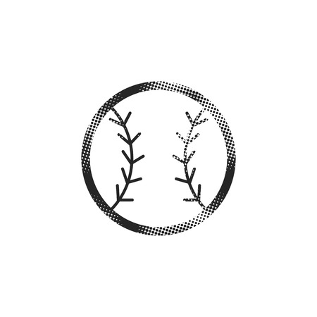 Baseball icon in halftone style. Black and white monochrome vector illustration.のイラスト素材