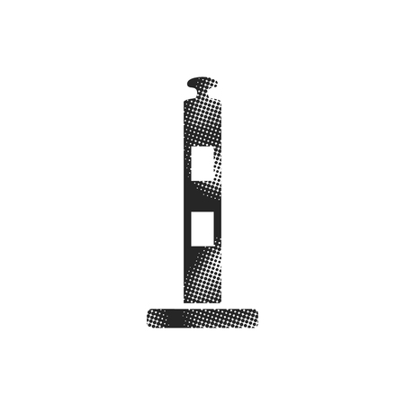 Traffic cone icon in halftone style. Black and white monochrome vector illustration.のイラスト素材