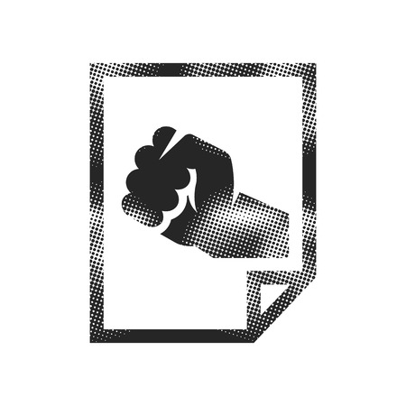 Hand fist icon in halftone style. Black and white monochrome vector illustration.のイラスト素材
