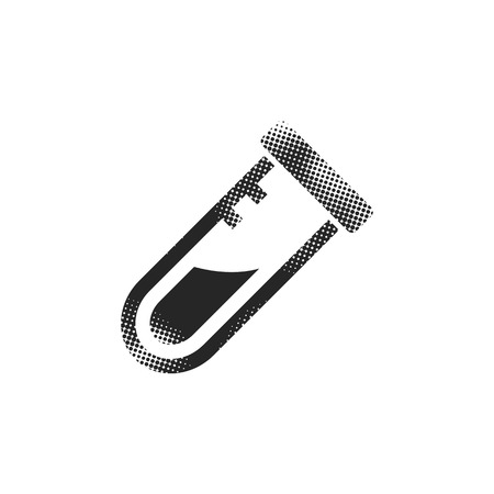 Test tube icon in halftone style. Black and white monochrome vector illustration.のイラスト素材