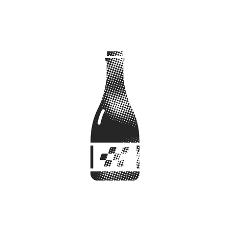 Champagne icon in halftone style. Black and white monochrome vector illustration.のイラスト素材