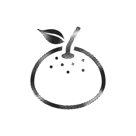 Orange icon in halftone style. Black and white monochrome vector illustration.のイラスト素材