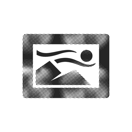 Painting frame icon in halftone style. Black and white monochrome vector illustration.のイラスト素材