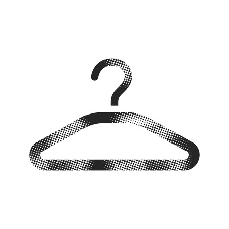 Clothes hanger icon in halftone style. Black and white monochrome vector illustration.のイラスト素材