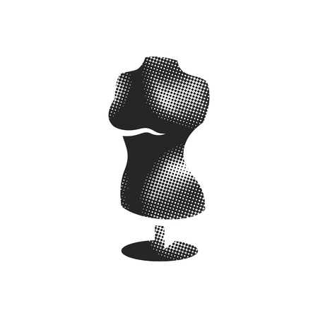 Mannequin icon in halftone style. Black and white monochrome vector illustration.のイラスト素材