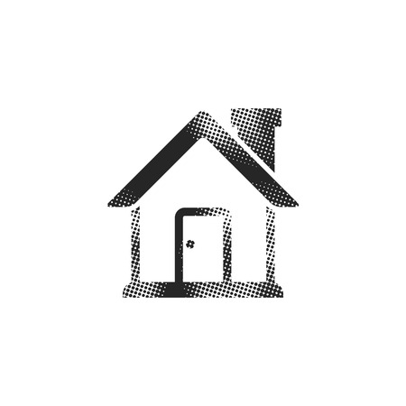 Home button icon in halftone style. Black and white monochrome vector illustration.のイラスト素材