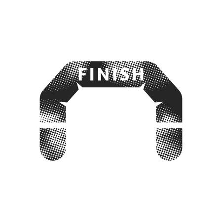 Finish line icon in halftone style. Black and white monochrome vector illustration.のイラスト素材