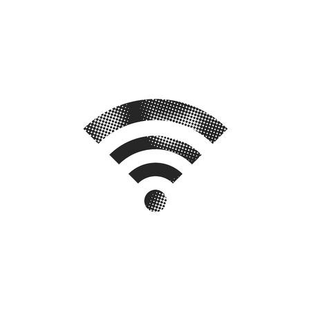 WiFi symbol icon in halftone style. Black and white monochrome vector illustration.のイラスト素材