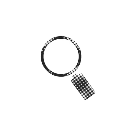 Magnifier icon in halftone style. Black and white monochrome vector illustration.のイラスト素材