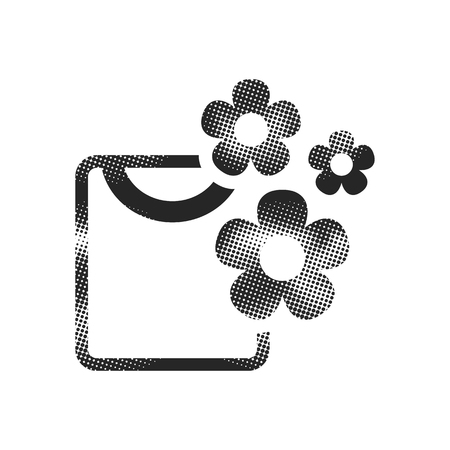 Folded shirt icon in halftone style. Black and white monochrome vector illustration.のイラスト素材