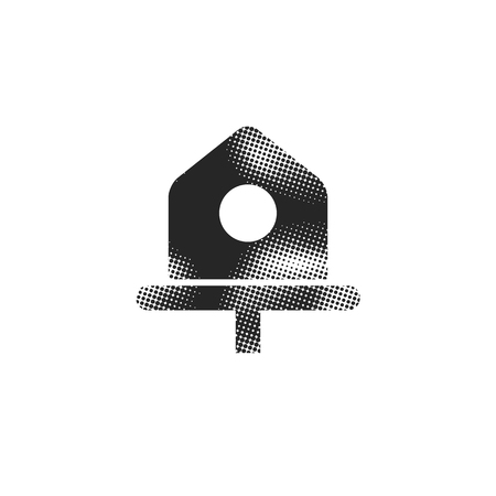Bird nest icon in halftone style. Black and white monochrome vector illustration.のイラスト素材