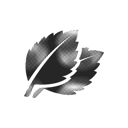 Basil leaves icon in halftone style. Black and white monochrome vector illustration.のイラスト素材