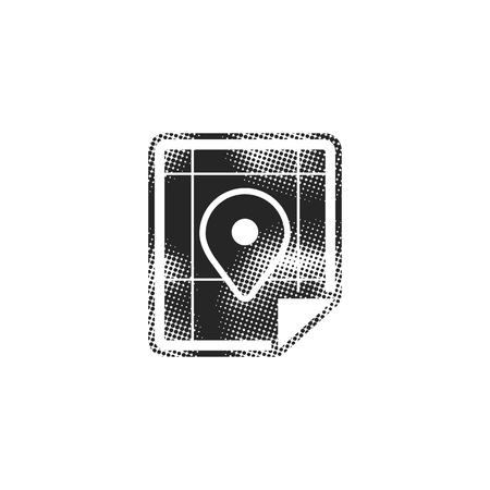 Map icon in halftone style. Black and white monochrome vector illustration.のイラスト素材