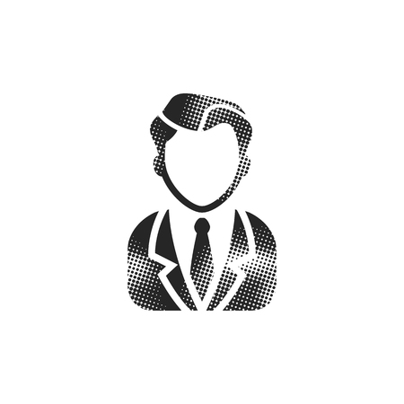 Businessman icon in halftone style. Black and white monochrome vector illustration.のイラスト素材