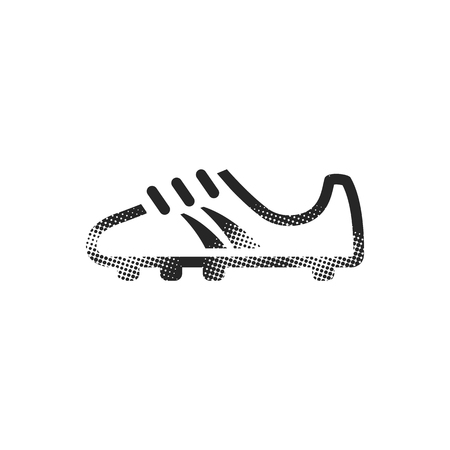 Soccer Shoe icon in halftone style. Black and white monochrome vector illustration.のイラスト素材