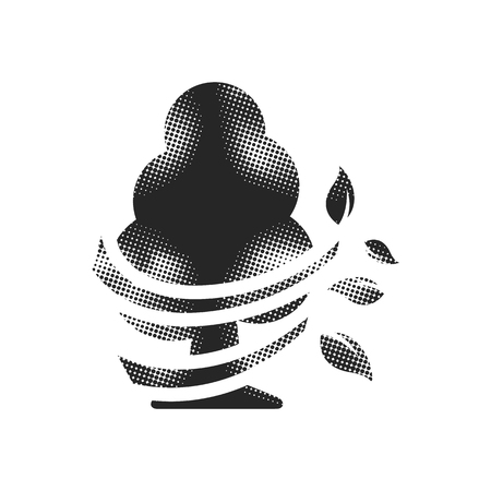 Tree icon in halftone style. Black and white monochrome vector illustration.のイラスト素材