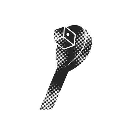 Socket wrench icons in halftone style. Automotive vehicle maintenance service. Black and white monochrome vector illustration.のイラスト素材