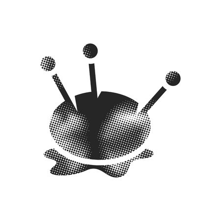 Pincushion icon in halftone style. Black and white monochrome vector illustration.のイラスト素材