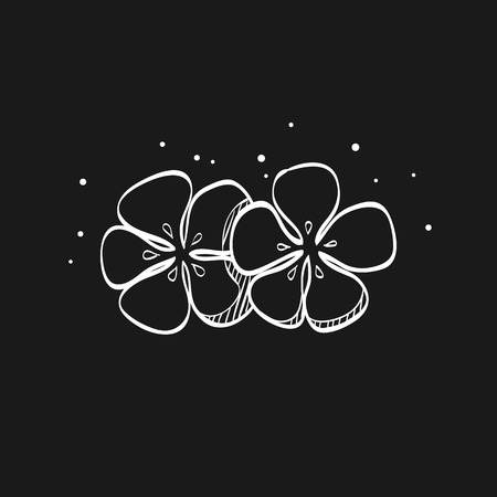 Jasmine flowers icon in doodle sketch lines. Spa, aromatherapyのイラスト素材