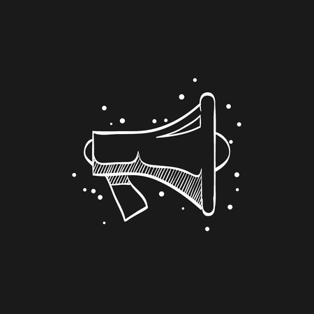 Megaphone icon in doodle sketch lines. Loudspeaker scream demonstration propagandaのイラスト素材