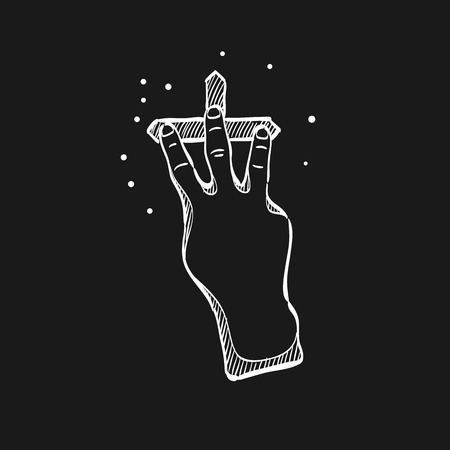 Finger gesture icon in doodle sketch lines. Gadget touch pad display smartphone laptop computerのイラスト素材