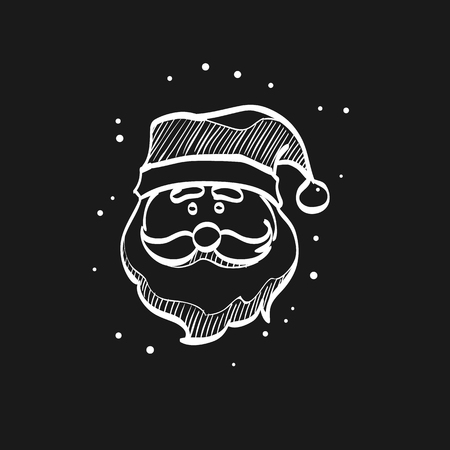 Santa Claus head icon in doodle sketch lines. Celebration Christmas December merryのイラスト素材
