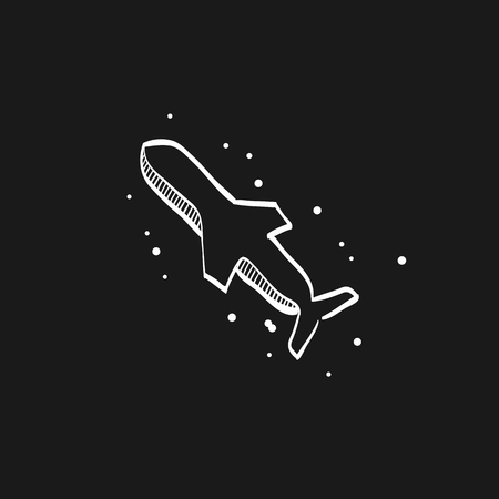 Missile icon in doodle sketch lines. Torpedo warfare weapon bombのイラスト素材