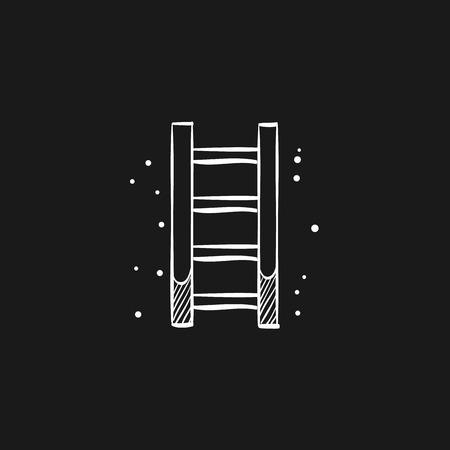 Ladder icon in doodle sketch lines.のイラスト素材
