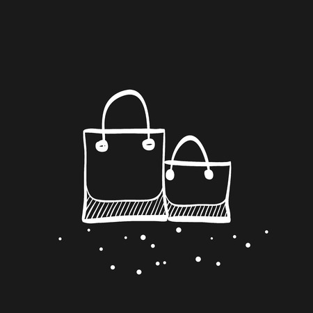 Shopping bags icon in doodle sketch lines. Buying, ecommerceのイラスト素材
