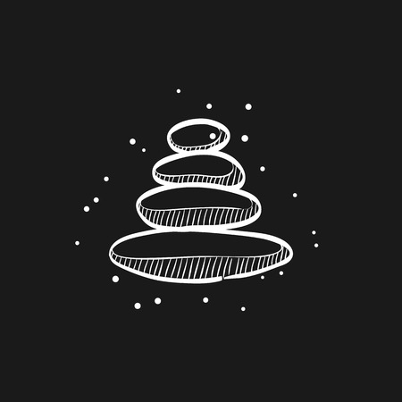 Stacked stone icon in doodle sketch lines. Spa, meditation, wellness, relaxationのイラスト素材