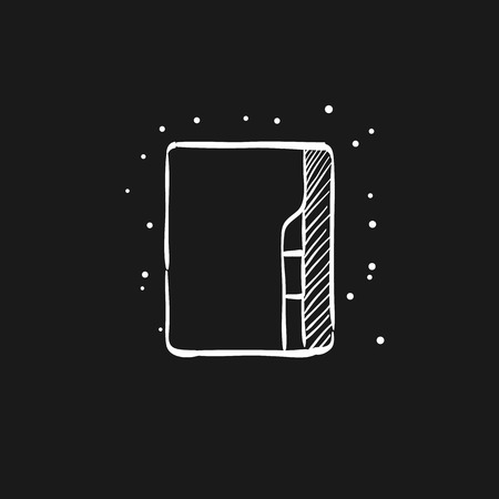 Folder icon in doodle sketch lines. Computer office files binder addのイラスト素材