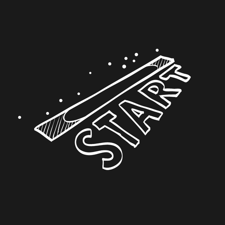 Starting line icon in doodle sketch lines. Athletic running marathon sportのイラスト素材